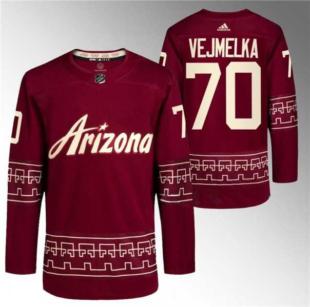 Mens Arizona Coyotes #70 Karel Vejmelka Garnet Alternate Pro Jersey Dzhi